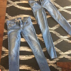 Two pairs of AG Super Skinny 25